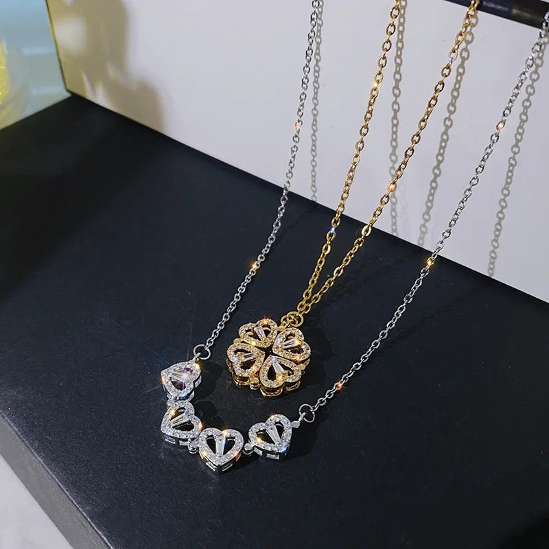 Luxe Heart & Clover Magnetic Necklace