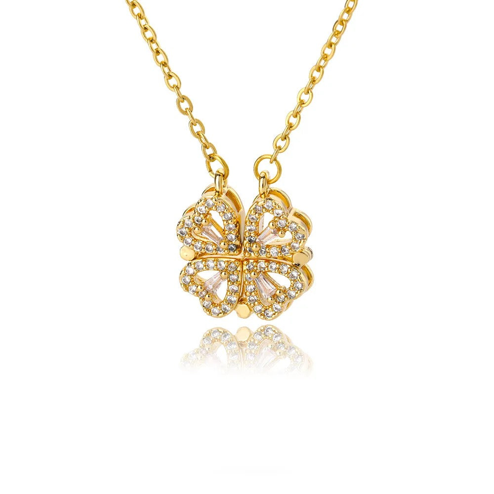 Luxe Heart & Clover Magnetic Necklace