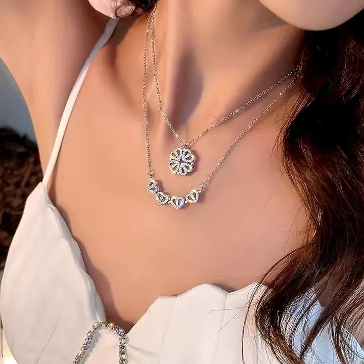 Luxe Heart & Clover Magnetic Necklace